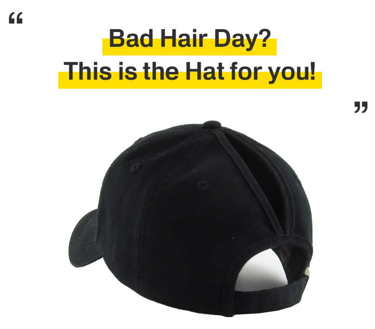 Classic Smooth Cotton Ponytail Ballcap Black